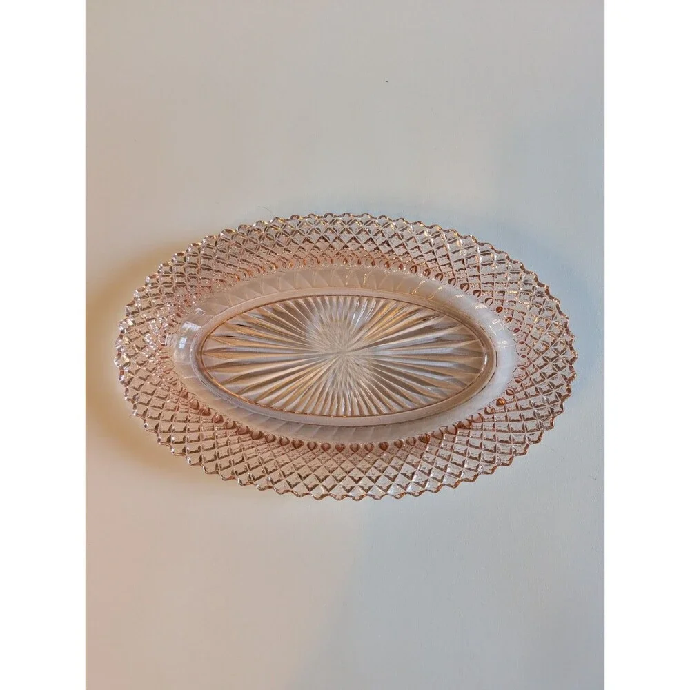 Anchor Hocking Miss America Pink Depression Glass Oval Serving Dish 10.5